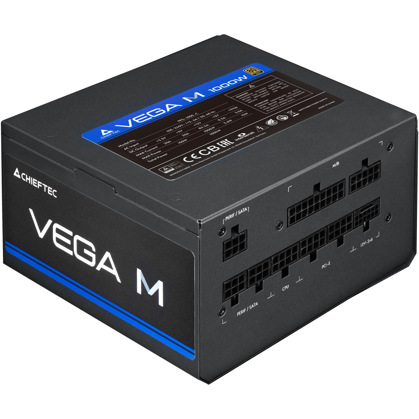 1000W Chieftec Vega M Series PPG-1000-C 80+ Gold