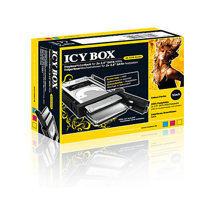 Wechselrahmen. 2xSATA 2.5" zu 2xSATA Host. trägerlos. für 3.5" Schacht ICY BOX