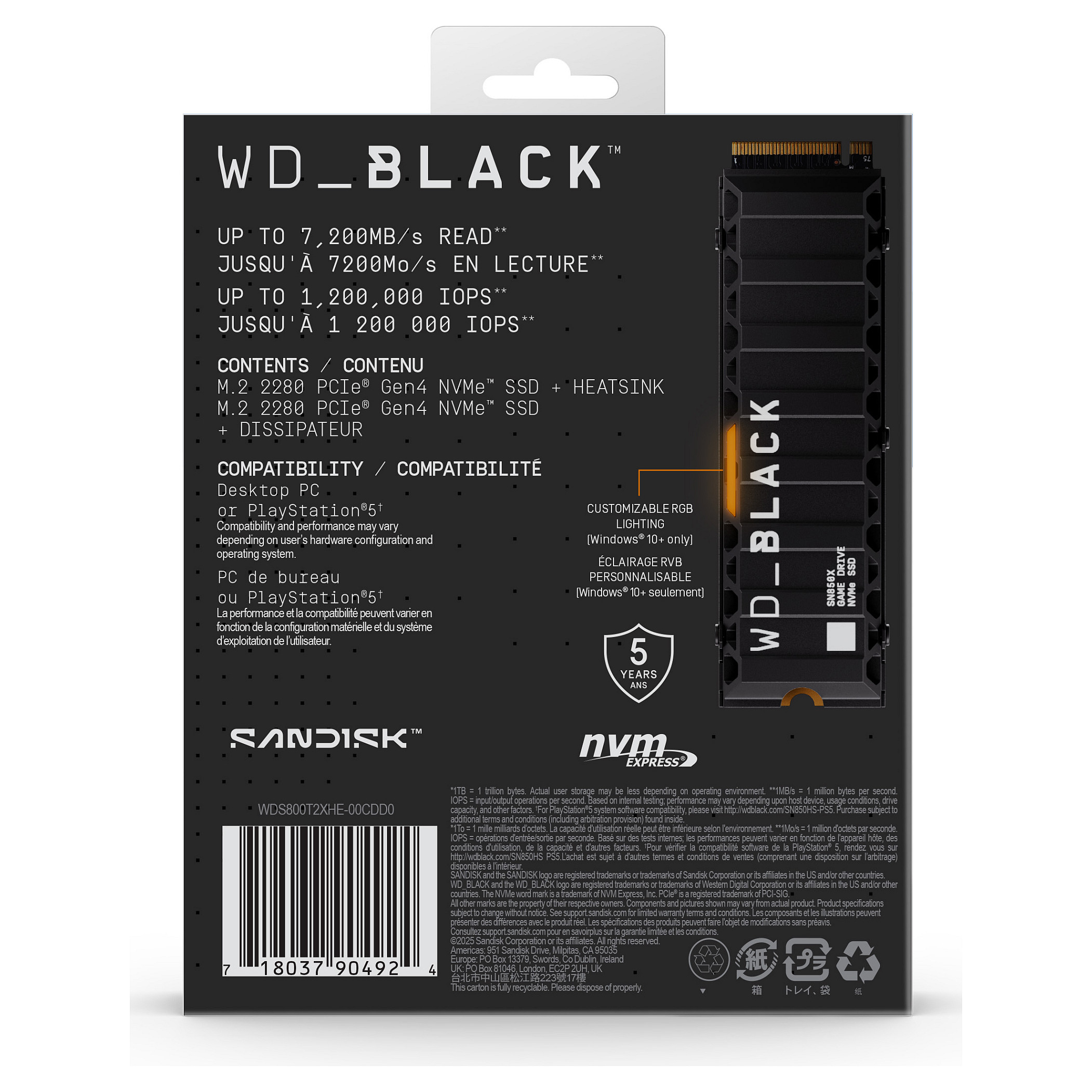 8TB WD Black SSD SN850X Heatsink POWERED BY SANDISK