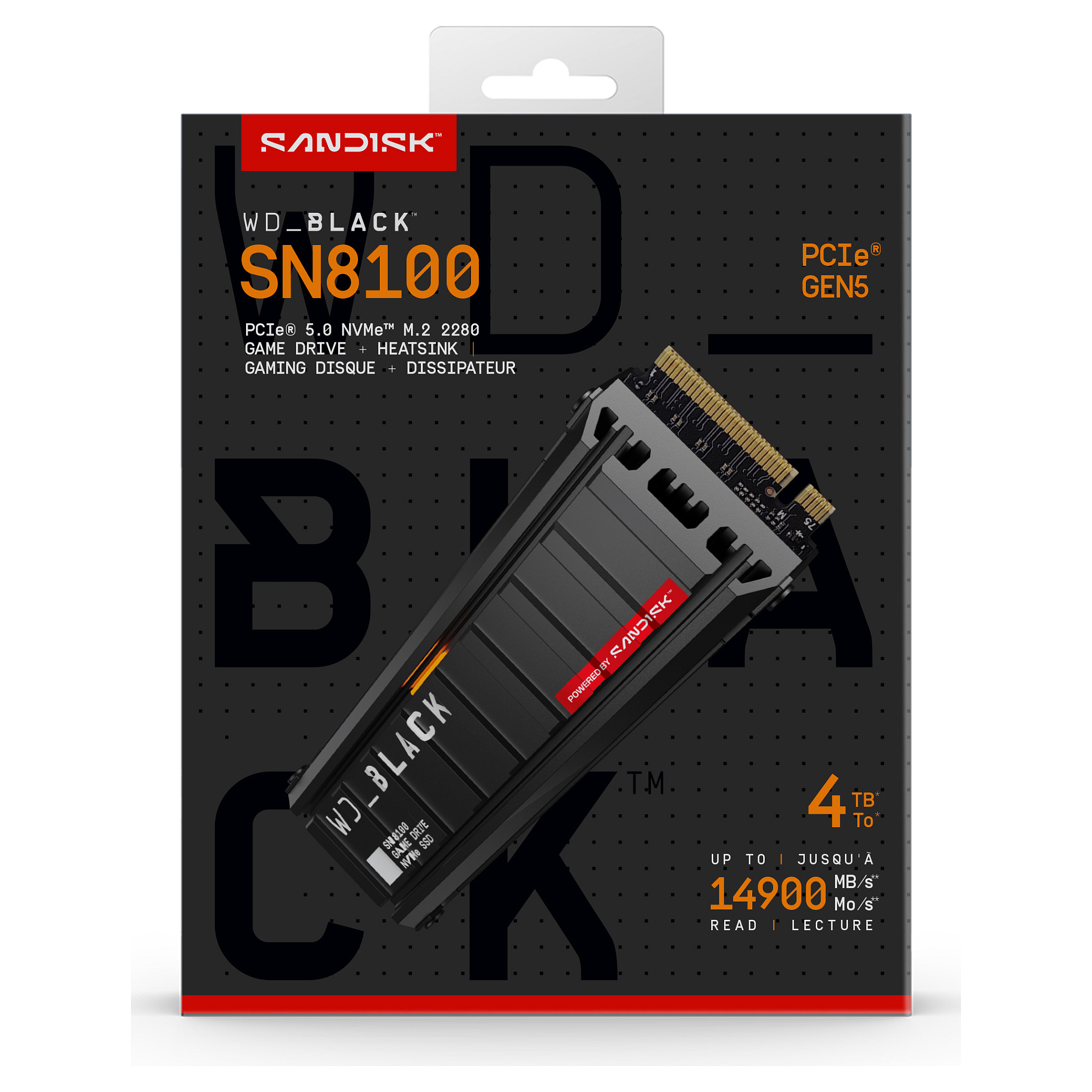 M.2 4TB WD Black SN8100 NVMe 2280 W/Heatsink POWERED BY SANDISK
