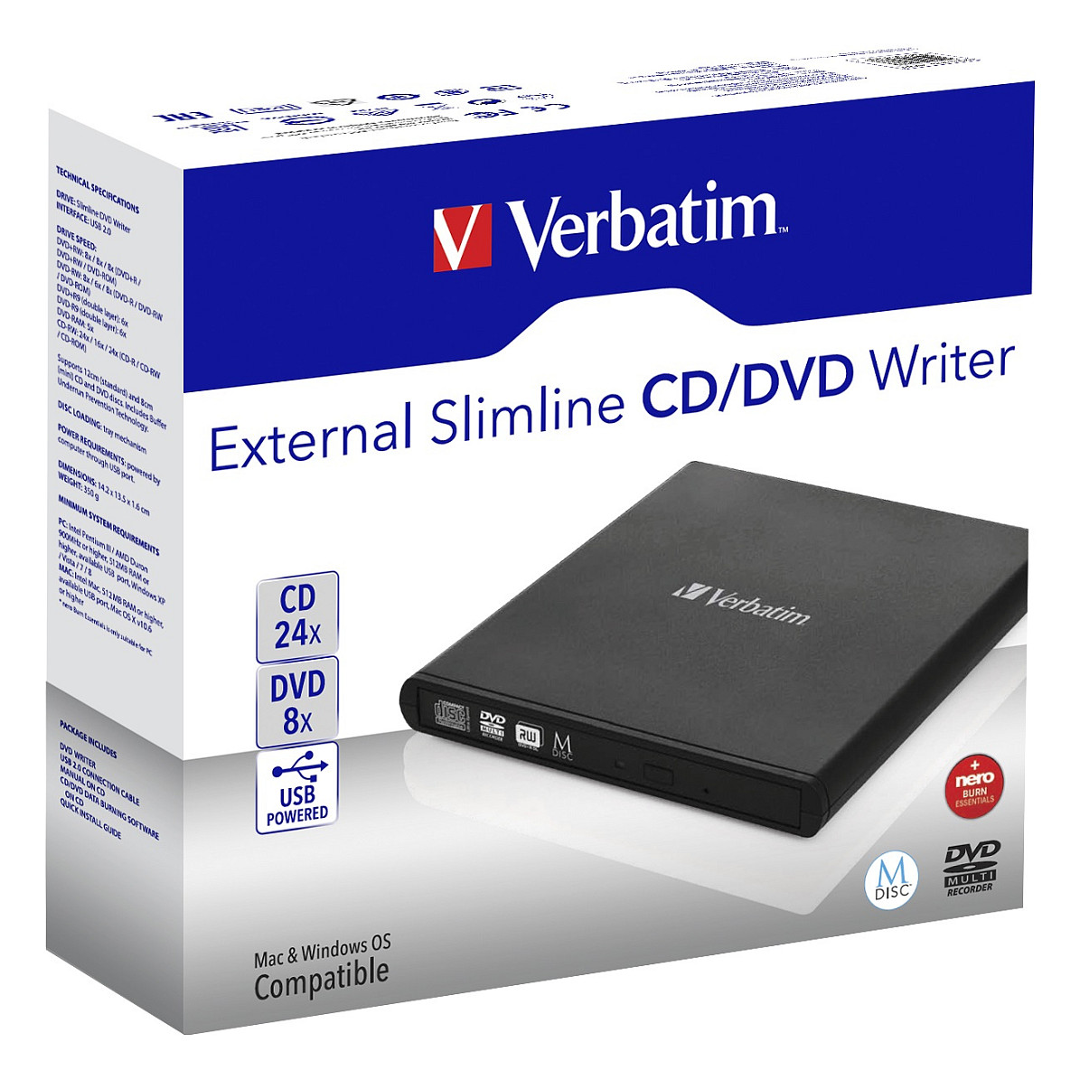 Verbatim External DVD-RW Writer SlimLine USB 2.0