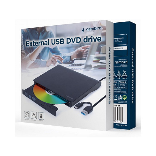gembird DVW EXT SLIM DVD-USB-031 black USB-C&3.1 DVD8x CD24x