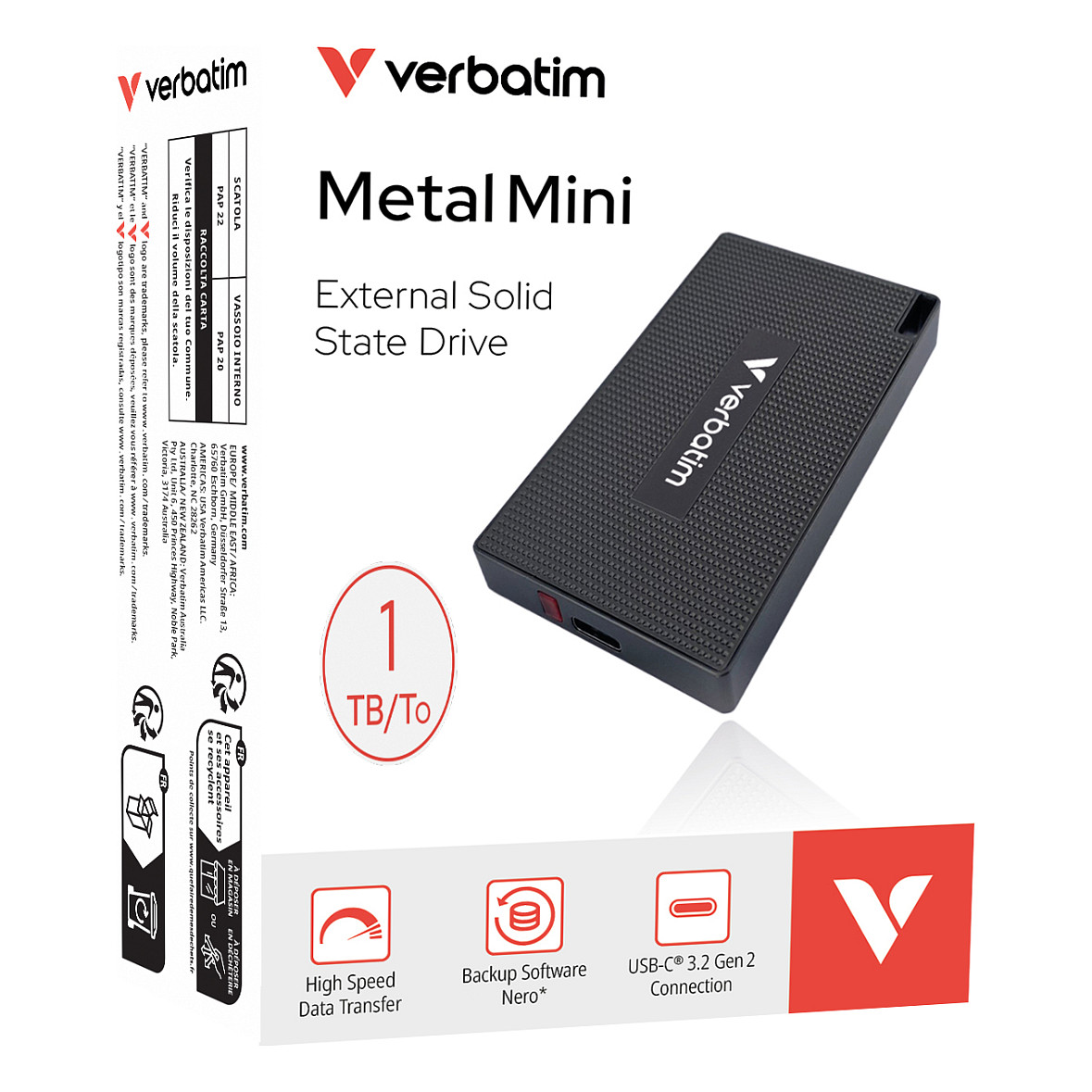 1TB Verbatim Metal Mini USB 3.2 Typ A-C