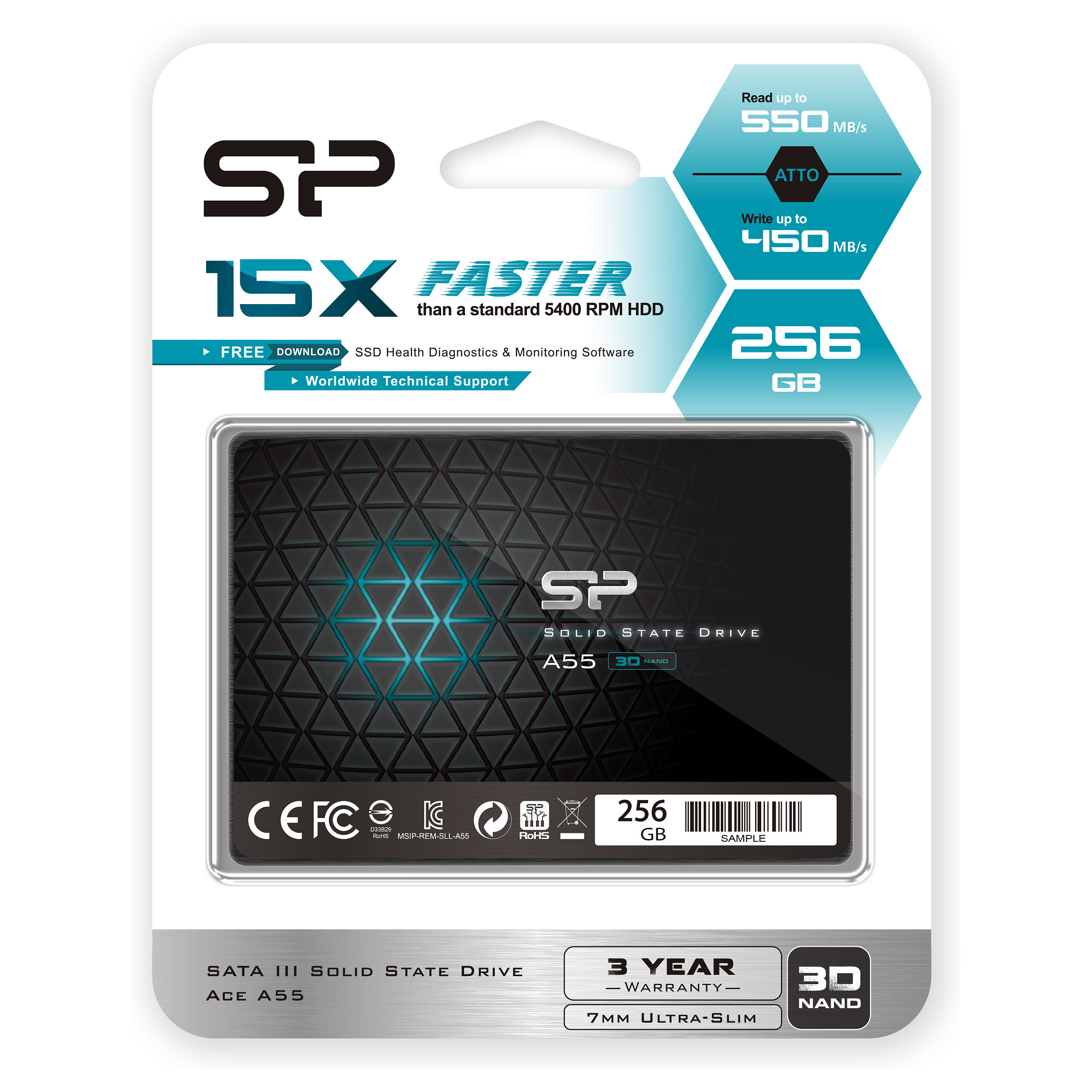 2,5" 256GB Silicon Power SATAIII A55 3D Nand TLC