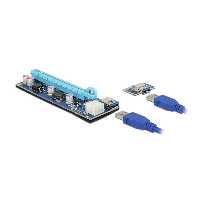 Delock Riser Karte PCI Express x1 > x16 mit 60 cm USB Kabel
