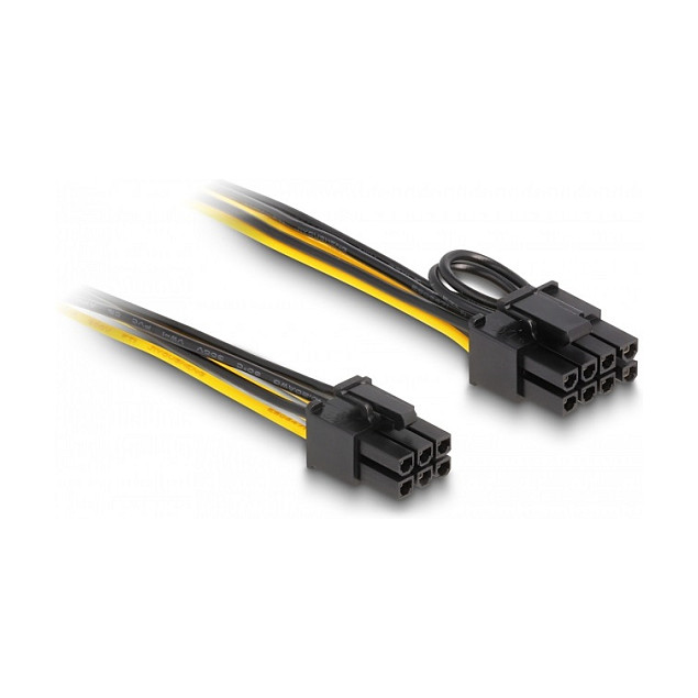 Delock Stromkabel PCI Express 6 Pin Stecker zu PCI Express 6+2 Pin Stecker 50 cm