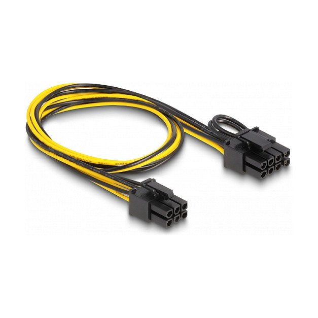 Delock Stromkabel PCI Express 6 Pin Stecker zu PCI Express 6+2 Pin Stecker 50 cm
