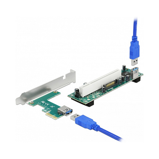 Delock Riser Karte PCI Express x1 zu 1 x PCI 32 Bit Slot mit 60 cm Kabel