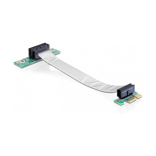 Delock Riser Karte PCI Express x1 > x1 mit flexiblem Kabel 13 cm links gerichtet