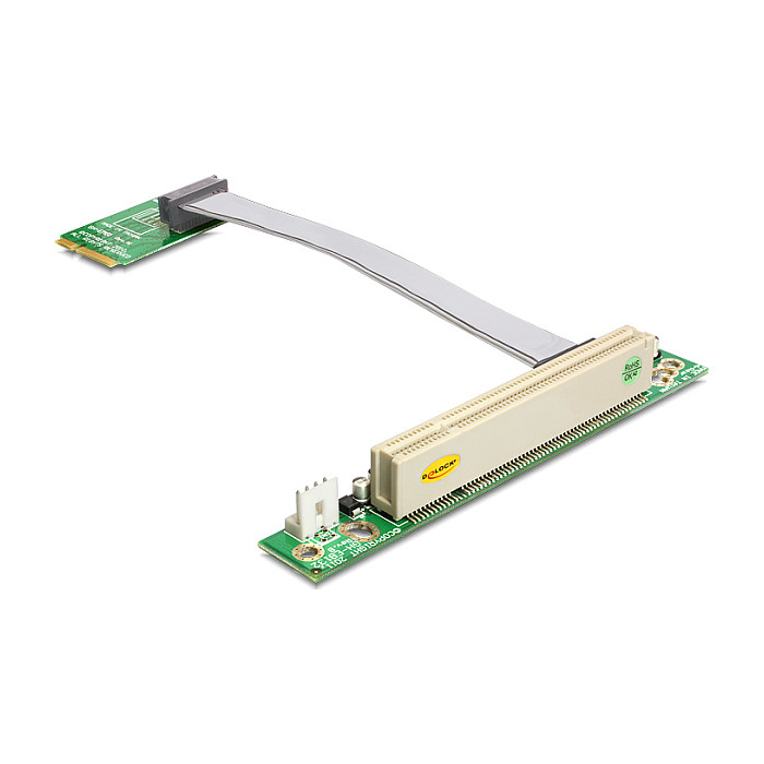 Delock Riser Karte Mini PCI Express > 1 x PCI mit flexiblem Kabel 13 cm links gerichtet