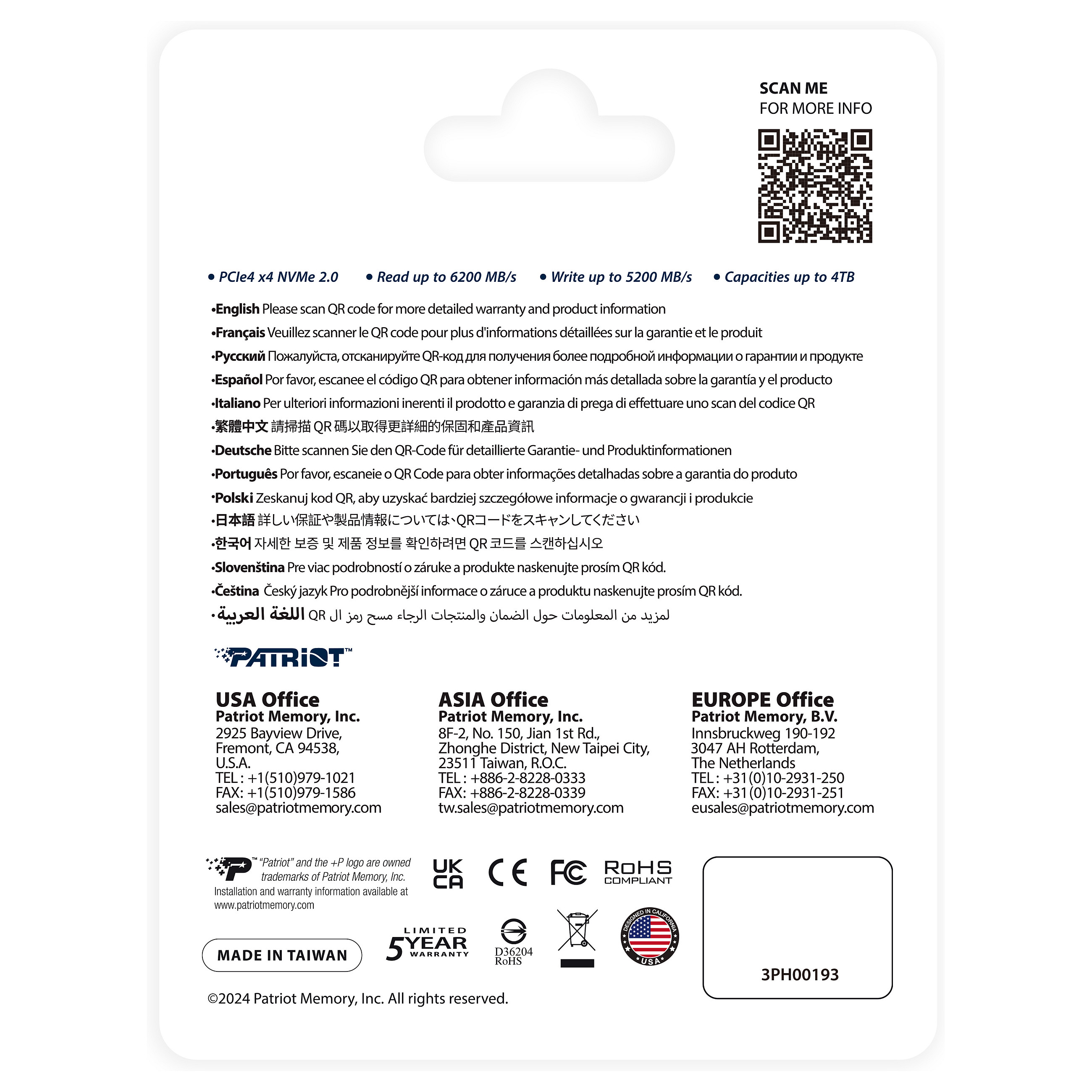 M.2 2TB Patriot P400 PCIe 4.0 6200/5200 Heatsink PS1807