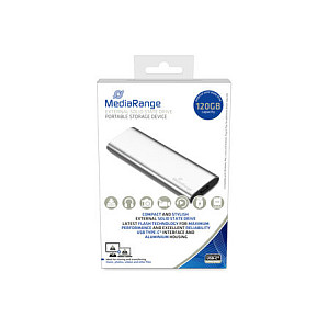 120GB MediaRange, Externe SSD (silber, USB-C 3.2 Gen 2 (10 Gbit/s))