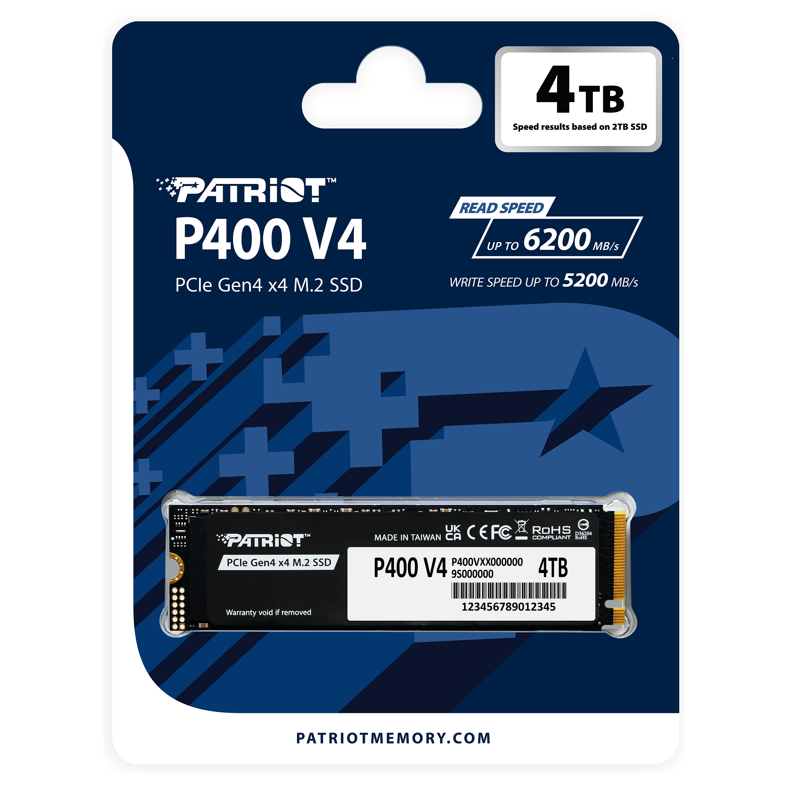 M.2 4TB Patriot P400 V4 (PCIe 4.0 x4, NVMe 2.0, 2280)
