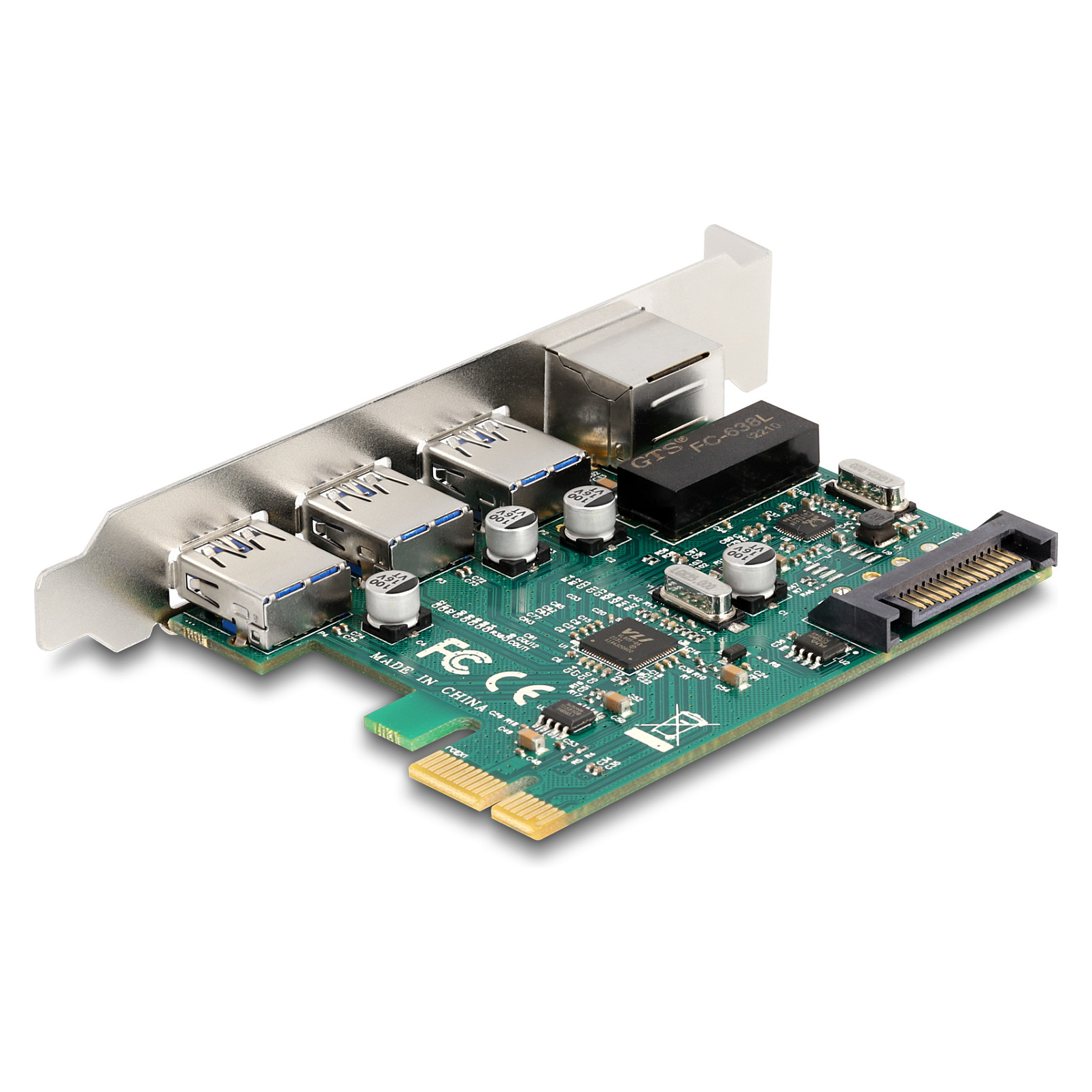 PCI Express x1 Karte zu 3 x USB 5 Gbps Typ-A Buchse + 1 x Gigabit LAN
