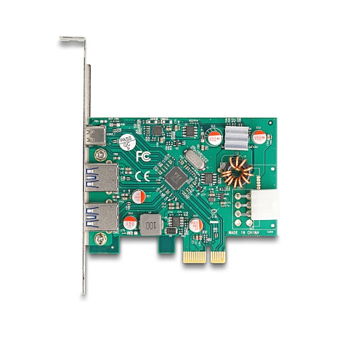 PCI Express x1 Karte zu 1 x extern USB Type-C™ Buchse PD 30 W + 2 x extern USB Typ-A Buchse USB 5 Gbps