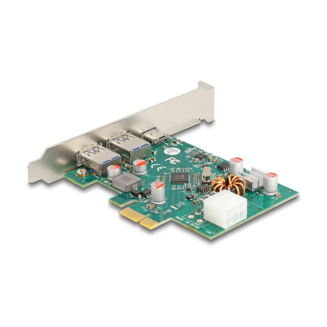 PCI Express x1 Karte zu 1 x extern USB Type-C™ Buchse PD 30 W + 2 x extern USB Typ-A Buchse USB 5 Gbps