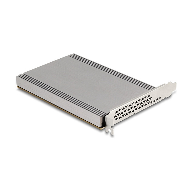 PCI Express x16 Karte zu 4 x intern NVMe M.2 Key M mit Kühlkörper - Bifurcation (LxB: 145 x 111 mm)