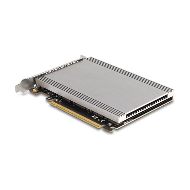 PCI Express x16 Karte zu 4 x intern NVMe M.2 Key M mit Kühlkörper - Bifurcation (LxB: 145 x 111 mm)
