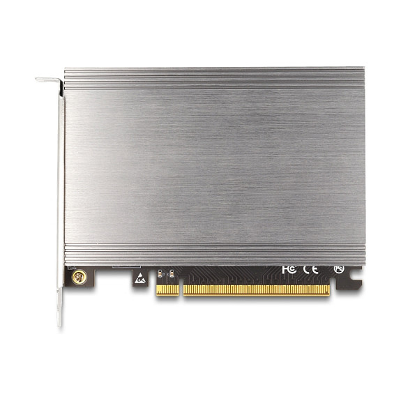 PCI Express x16 Karte zu 4 x intern NVMe M.2 Key M mit Kühlkörper - Bifurcation (LxB: 145 x 111 mm)