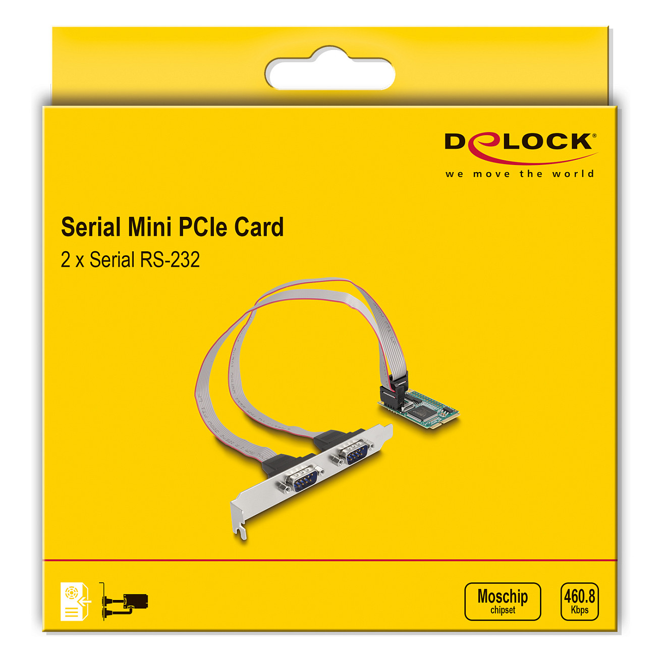 Mini PCIe Karte full size zu 2 x Seriell RS-232 D-Sub 9 Pin
