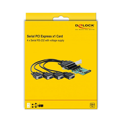 PCI Express x1 Karte zu 4 x Seriell RS-232 mit Spannungsversorgung