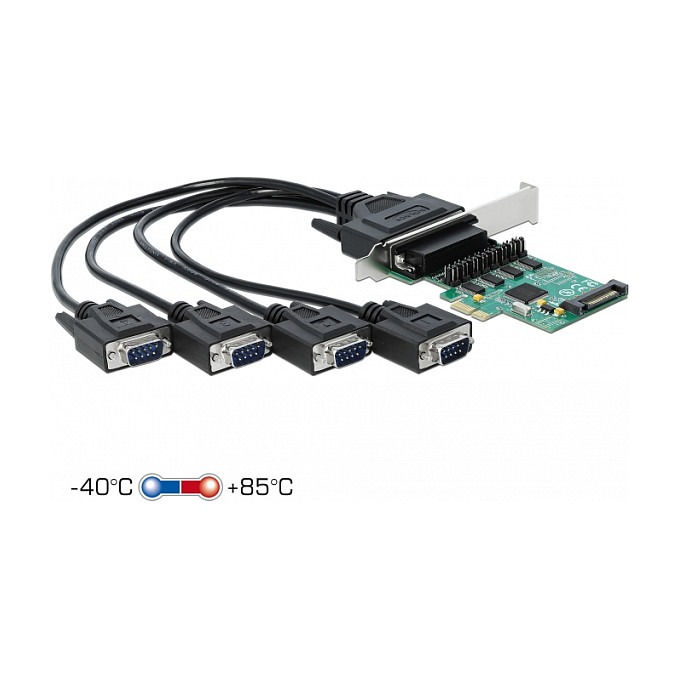 PCI Express x1 Karte zu 4 x Seriell RS-232 mit Spannungsversorgung