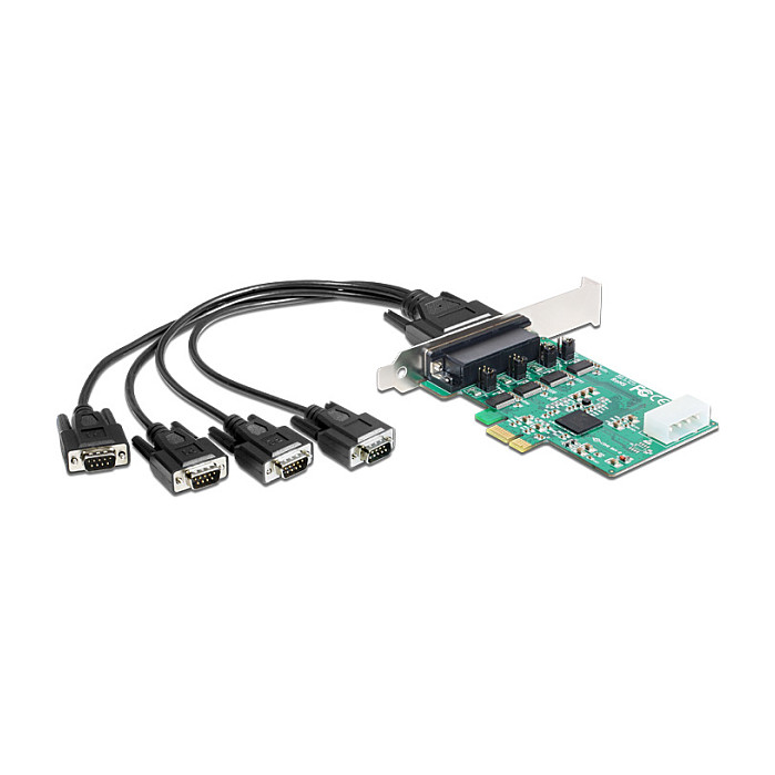 PCI Express x1 Karte zu 4 x Seriell RS-232 High Speed 921K mit Spannungsversorgung