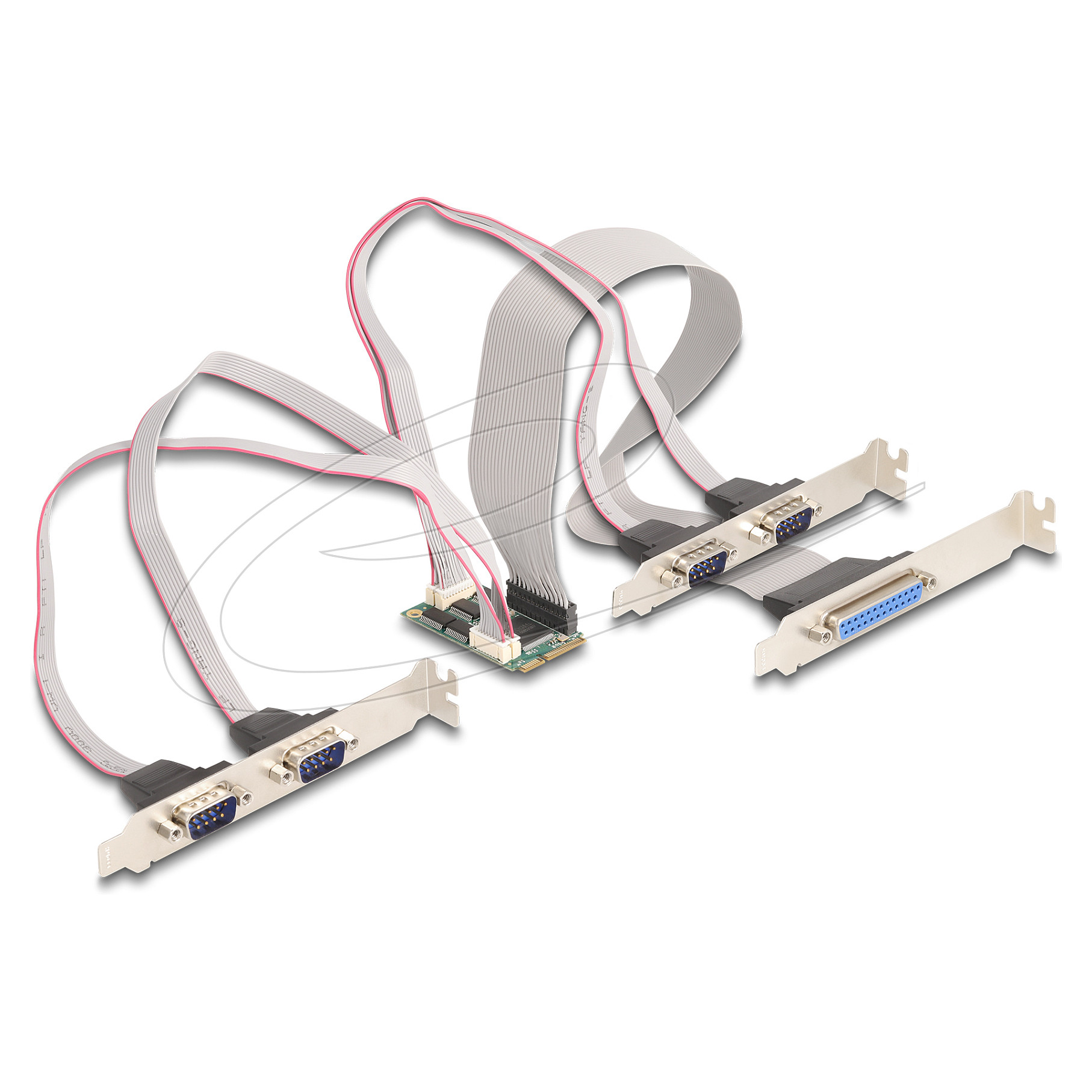 Mini PCIe I/O PCIe full size 4 x Seriell RS-232, 1 x Parallel