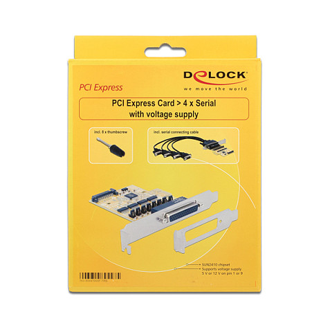 PCI Express x1 Karte zu 4 x Seriell mit Spannungsversorgung