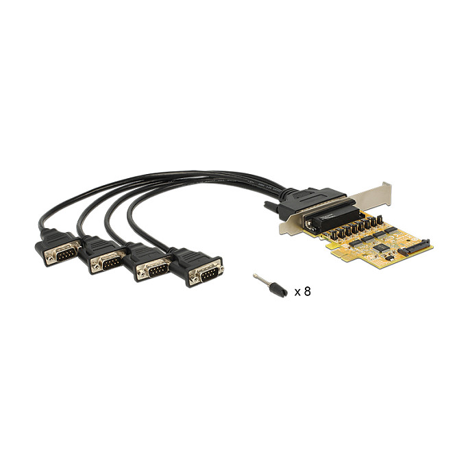 PCI Express x1 Karte zu 4 x Seriell mit Spannungsversorgung