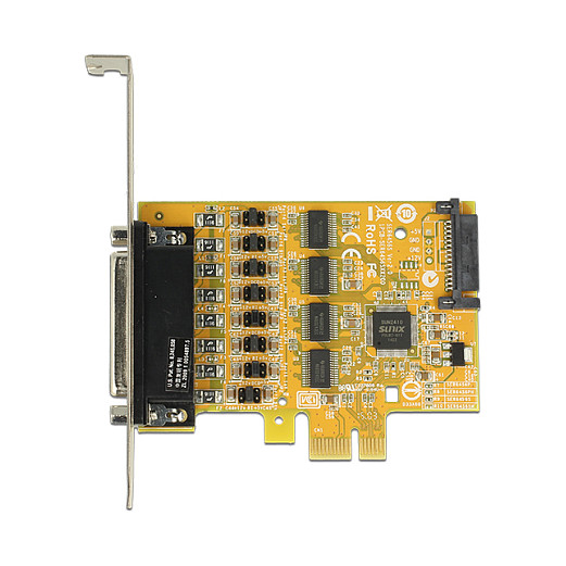 PCI Express x1 Karte zu 4 x Seriell mit Spannungsversorgung