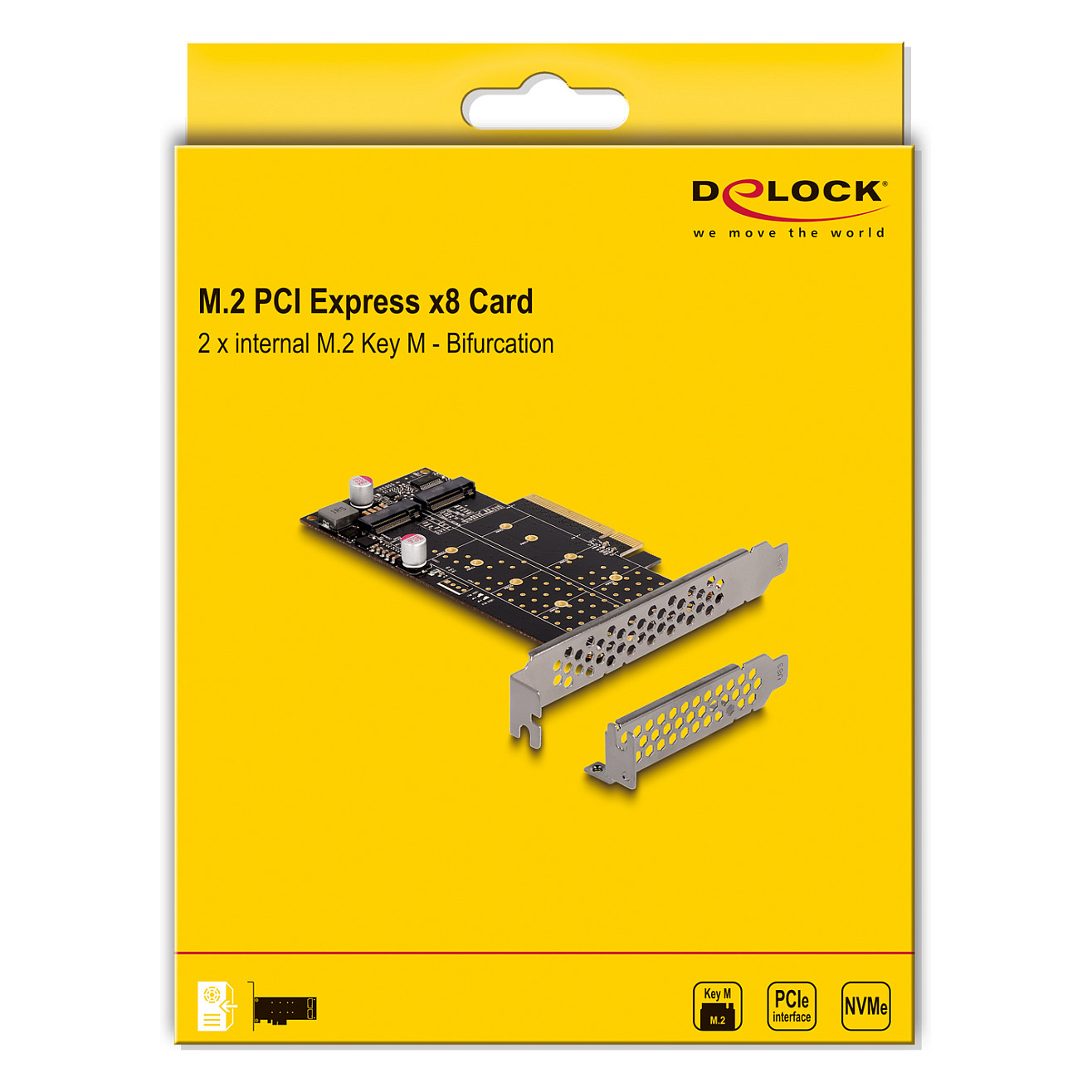 PCI Express x8 Karte zu 2 x intern NVMe M.2 Key M - Bifurcation - Low Profile Formfaktor