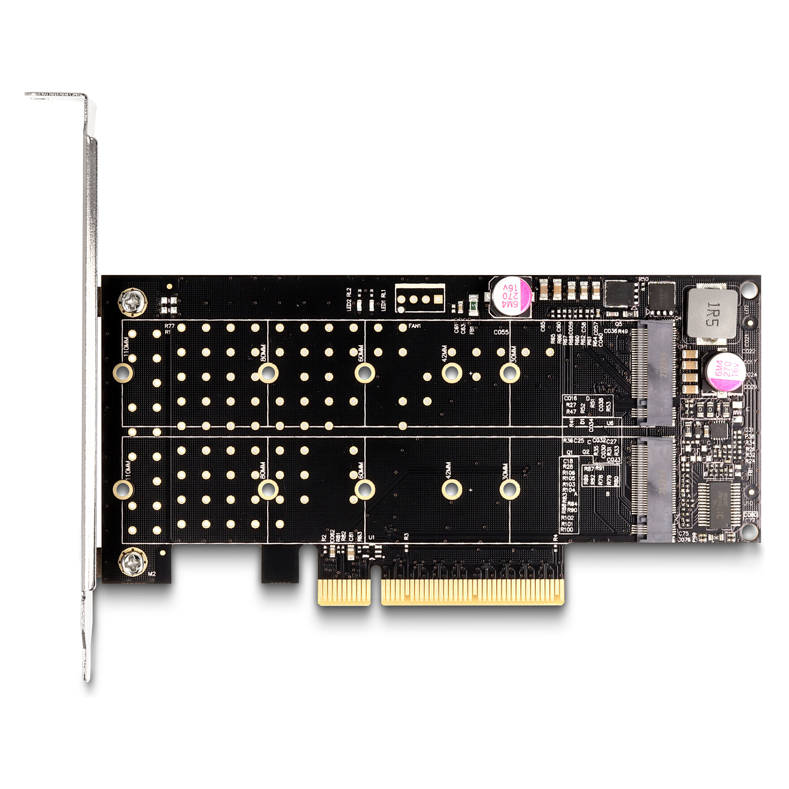 PCI Express x8 Karte zu 2 x intern NVMe M.2 Key M - Bifurcation - Low Profile Formfaktor