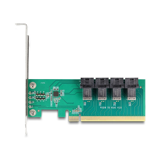 PCI Express x16 Karte zu 4 x intern SFF-8643 NVMe - Bifurcation - Low Profile Formfaktor