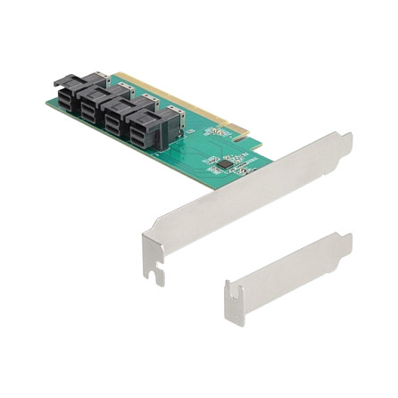 PCI Express x16 Karte zu 4 x intern SFF-8643 NVMe - Bifurcation - Low Profile Formfaktor