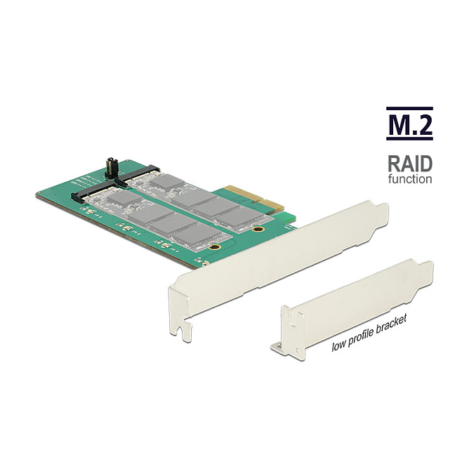 PCI Express x4 Karte > 2 x intern M.2 Key B mit RAID - Low Profile Form Faktor