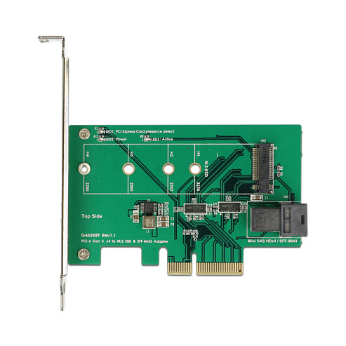 PCI Express x4 Karte > 1 x intern NVMe M.2 PCIe / 1 x intern SFF-8643 NVMe – Low Profile Form Faktor