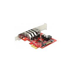 PCI Express x1 Karte zu 3 x extern USB 5 Gbps + 1 x extern Gigabit LAN - Low Profile Formfaktor