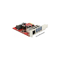 PCI Express x1 Karte zu 3 x extern USB 5 Gbps + 1 x extern Gigabit LAN - Low Profile Formfaktor