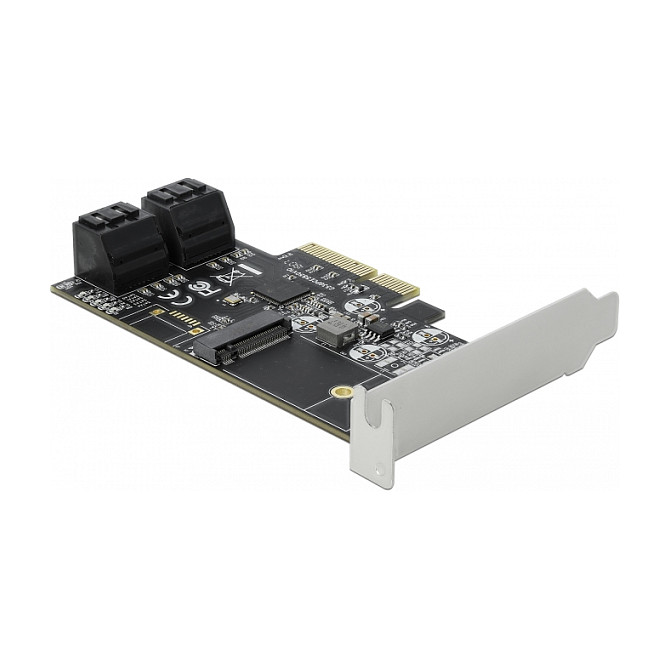 4 Port SATA und 1 Slot M.2 Key B PCI Express x4 Karte - Low Profile Formfaktor