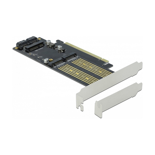 PCI Express x16 Karte zu 1 x M.2 Key B + 1 x NVMe M.2 Key M + 1 x mSATA - Low Profile Formfaktor