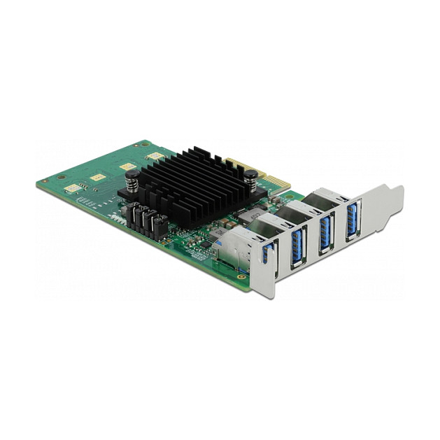 PCI Express x4 Karte zu 4 x extern USB 5 Gbps Quad Channel - Low Profile Formfaktor