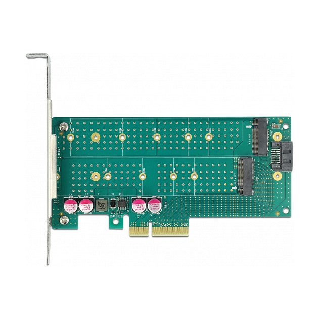 PCI Express x4 Karte zu 1 x M.2 Key B + 1 x NVMe M.2 Key M - Low Profile Formfaktor