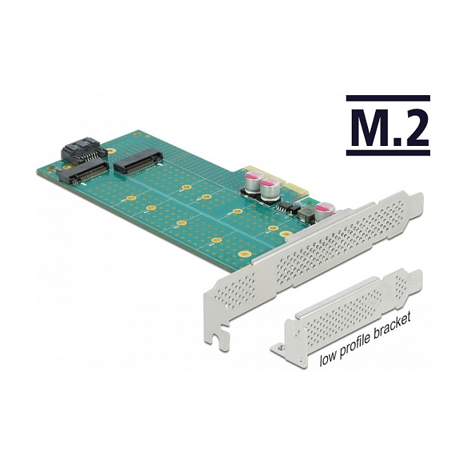 PCI Express x4 Karte zu 1 x M.2 Key B + 1 x NVMe M.2 Key M - Low Profile Formfaktor