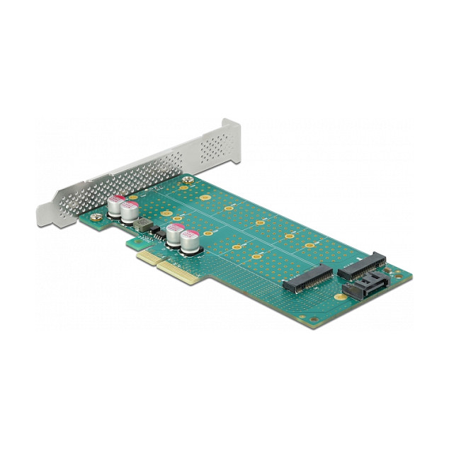 PCI Express x4 Karte zu 1 x M.2 Key B + 1 x NVMe M.2 Key M - Low Profile Formfaktor