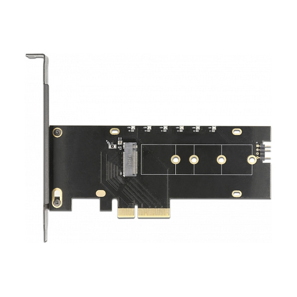 PCI Express x4 Karte zu 1 x intern NVMe M.2 Key M mit Kühlkörper und RGB LED Beleuchtung - Low Profile Formfaktor