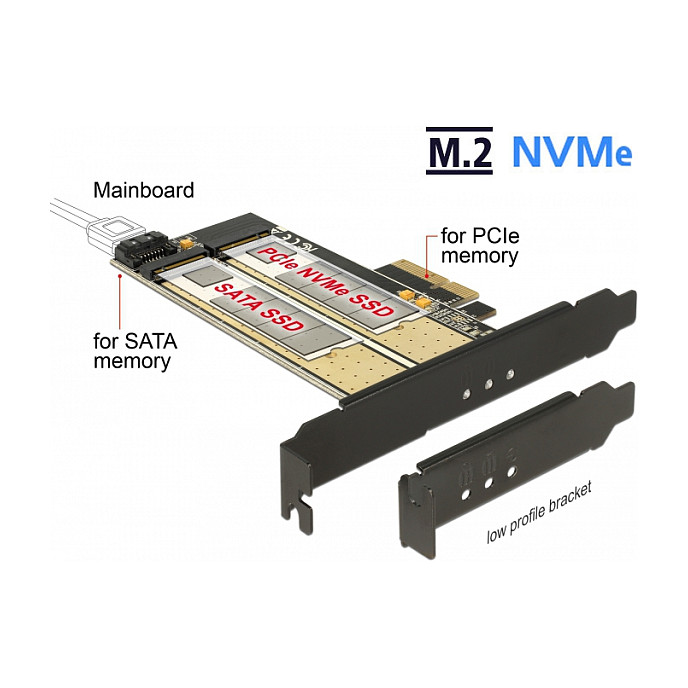 PCI Express x4 Karte > 1 x intern M.2 Key B + 1 x intern NVMe M.2 Key M - Low Profile Formfaktor