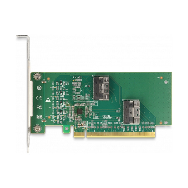 PCI Express 4.0 x16 Karte zu 4 x SFF-8639 NVMe - Bifurcation - Low Profile Formfaktor