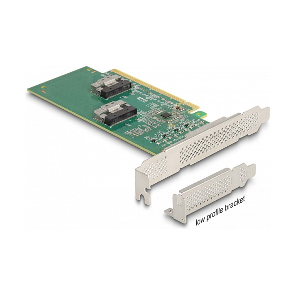 PCI Express 4.0 x16 Karte zu 4 x SFF-8639 NVMe - Bifurcation - Low Profile Formfaktor