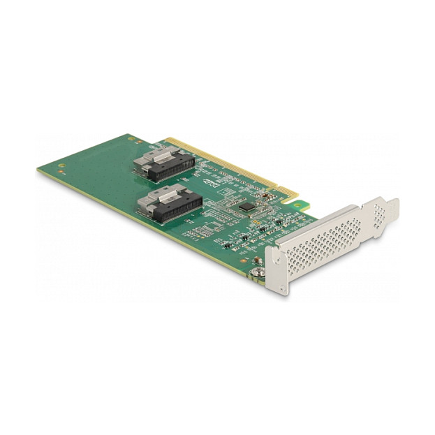 PCI Express 4.0 x16 Karte zu 4 x SFF-8639 NVMe - Bifurcation - Low Profile Formfaktor